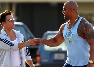 Mark Wahlberg and Dwayne Johnson in Pain & Gain