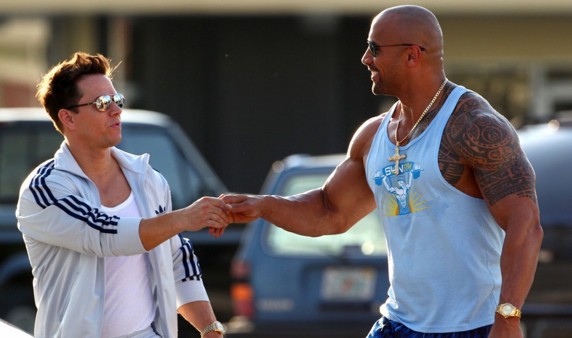 Mark Wahlberg and Dwayne Johnson in Pain & Gain