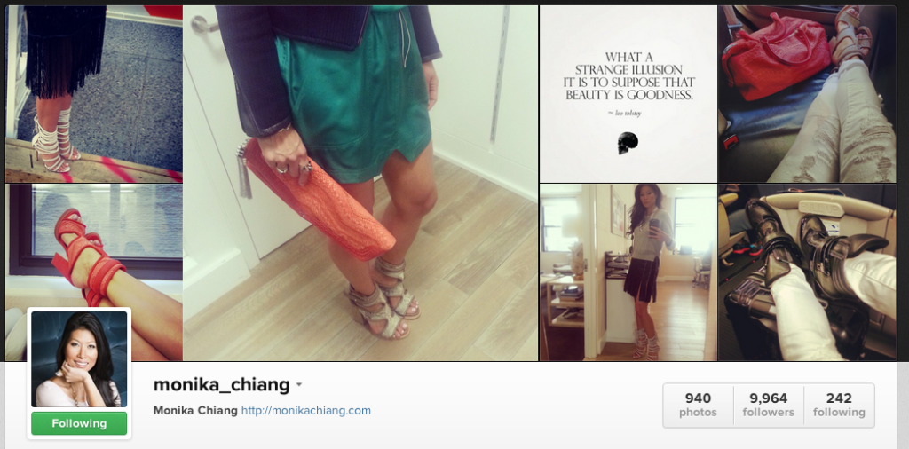 Designer Monika Chiang rocks awesome fashion, esp. heels.   (www.instagram.com/monika_chiang)