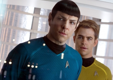 Zachary Quinto plays Commander Spock and Chris Pine is Captain Kirk in Star Trek Into Darkness (Paramount)