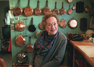 Julia Child at her home in Cambridge, Mass. The kitchen is now on display at the Smithsonian Institution's Museum of American History. (Photo by Pat Greenhouse/The Boston Globe)