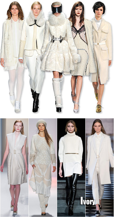 Winter whites and ivory looks have appeared on the runway. I'm looking forward to seeing these simple and elegant looks on the streets! (Images via instyle.com and sydnestyle.com)
