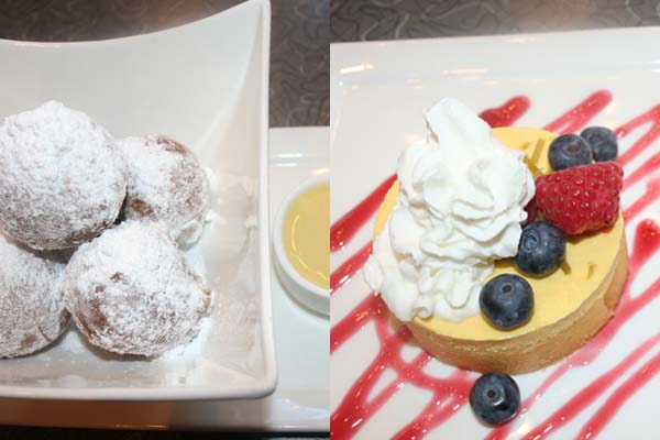 Tasty desserts include the zeppoles and the mango lime almond cake. (Mark Heckathorn/DC on Heels)