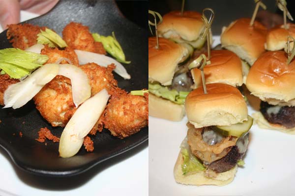 The crab fritters (left) and Waygu beef sliders were both yummy. (Mark Heckathorn/DC on Heels)