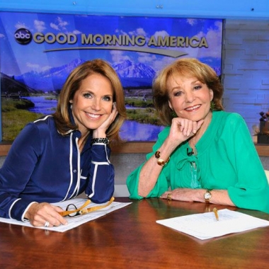Katie Couric and Barbara Walters got together last year when Couric guest-hosted Good Morning America. (Photo: Donna Svennevik/ABC)