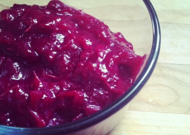 Real cranberry sauce with a few fewer ridges. (Photo: Kristy McCarron/DC on Heels)
