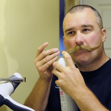 Andy Longtine of Plover, Wis., is competing Nov. 2 in the 2013 World Beard and Moustache Championships in Leinfelden-Echterdingen, Germany. (Photo: Casey Lake/The Stevens Point Journal)