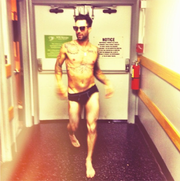 Girlfriend Behati Prinsloo posted this photo of Levine in his underwear on her Instagram account. (Photo:Behati Prinsloo/Instagram)