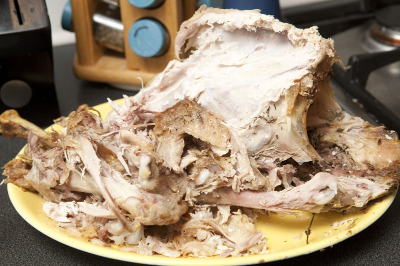When the turkey is picked clean, don't throw the bones away. Make stock. (Photo: Laura Hunter)