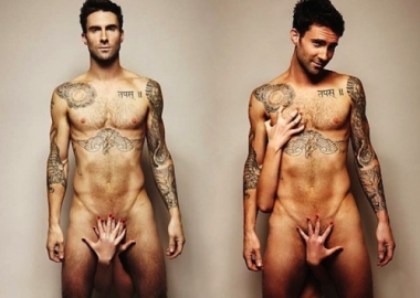 Adam Levine and former girlfriend Anne V posed naked in Vogue Russia‘s November 2011 issue. (Photo: Vogue)