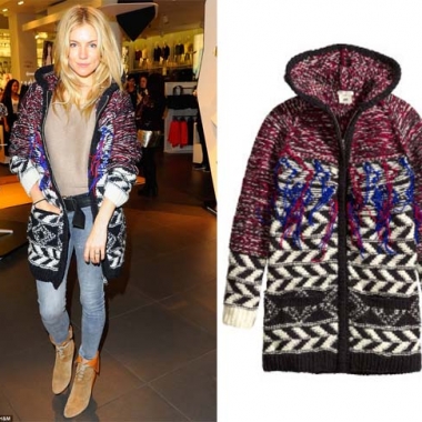 Sienna Miller in Isabel Marant for H&M cardigan. (Photo: Getty Images for H&M/H&M)