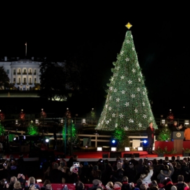 President Barack Obama, First Lady Michelle Obama and their daughters participate in the lighting of the 2012 National Christmas Tree. (Photo: Lawrence Jackson/The White House)