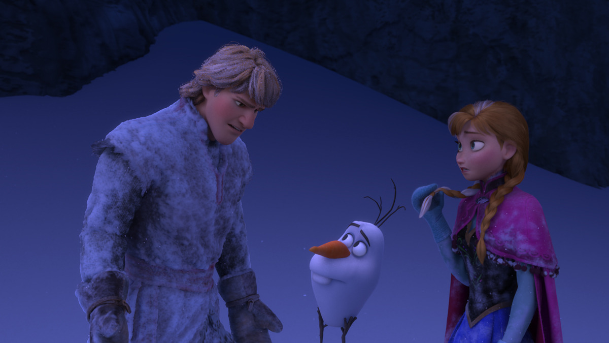 Kristoff, Olaf the Snowman and Princess Anna in Frozen. (Photo: Walt Disney Animation)