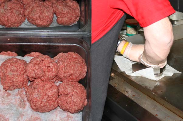 Burgers start as a fresh made meatball each morning then are smashed onto a 400 degree Fahrenheit buttered grill with a special press. (Photo: Mark Heckathorn/DC on Heels)