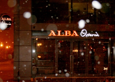 Alba Osteria in Mount Vernon Triangle during last Tuesday's snow storm. (Photo: Mark Heckathorn/DC on Heels)