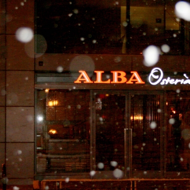 Alba Osteria in Mount Vernon Triangle during last Tuesday's snow storm. (Photo: Mark Heckathorn/DC on Heels)
