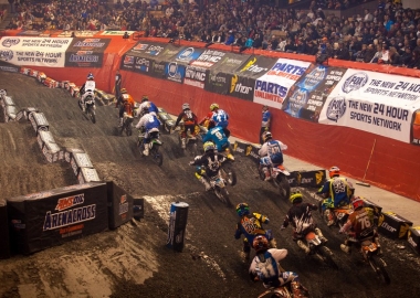 A race at AMSOIL's Arenacross last weekend in Worchester, Mass. (Photo: Shiftone Photography)