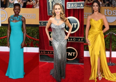 Lupita Nyong’o, Sofia Vergera and Camila Alves (left to right) on the red carpet at the 2014 Screen Actors Guild awards. (Photo: SAG)