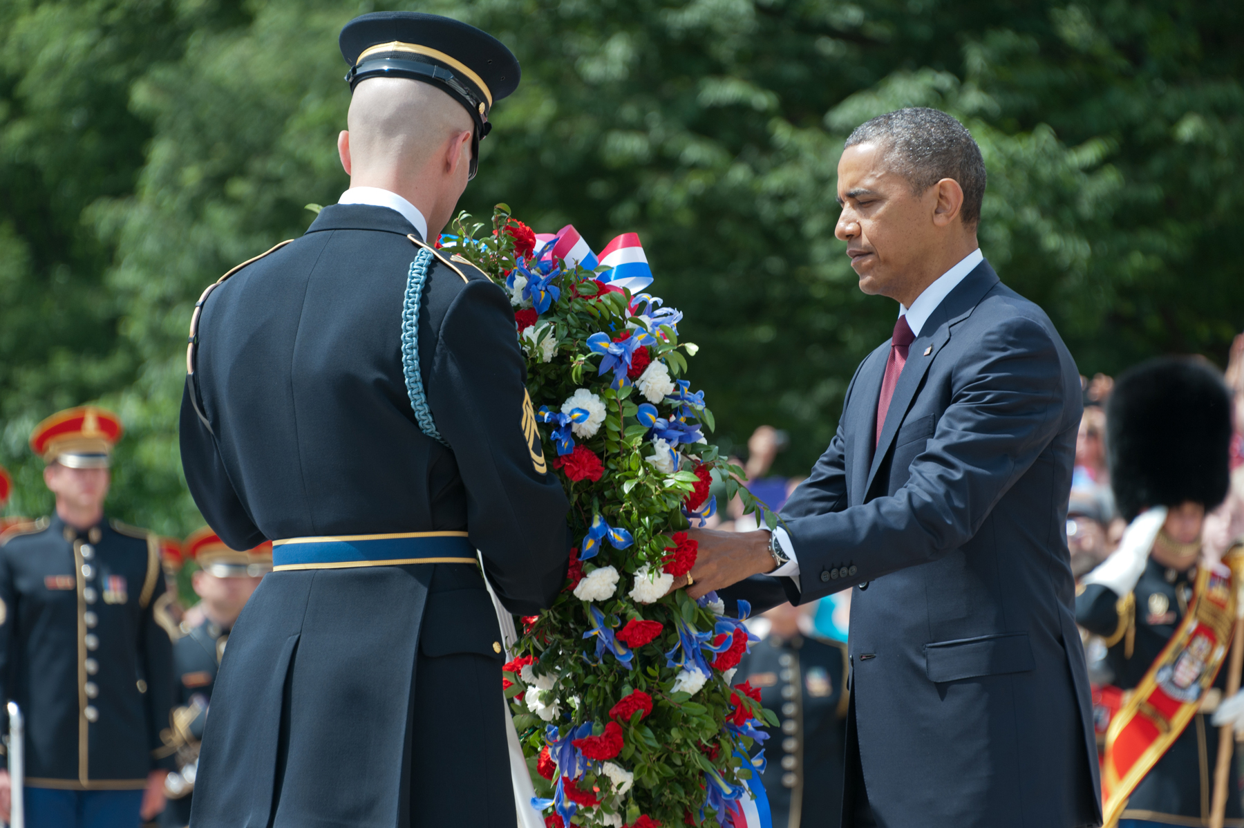 President Barack Obama lays a wreath on the Tomb of the Unknown Soldier during the 2013 Memorial Day ceremony. (Photo: Arlington National Cemetery)