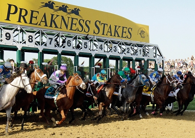 Horses come out of the gate at last year's Preakness Stakes. (Photo: Garry Jones/AP)