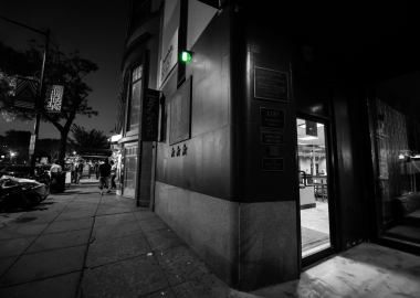 The Sheppard, a new speakeasy by Spike Mendelsohn and Vinoda Basnayake, is marked only by an illuminated green light when it is open. (Photo: The Sheppard)