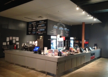 Angelika Pop-Up's lobby serves gourmet snacks and craft beer. (Photo: Richard Barry/DC on Heels)