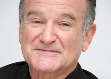 Robin Williams at a press conference for his CBS sitcom 