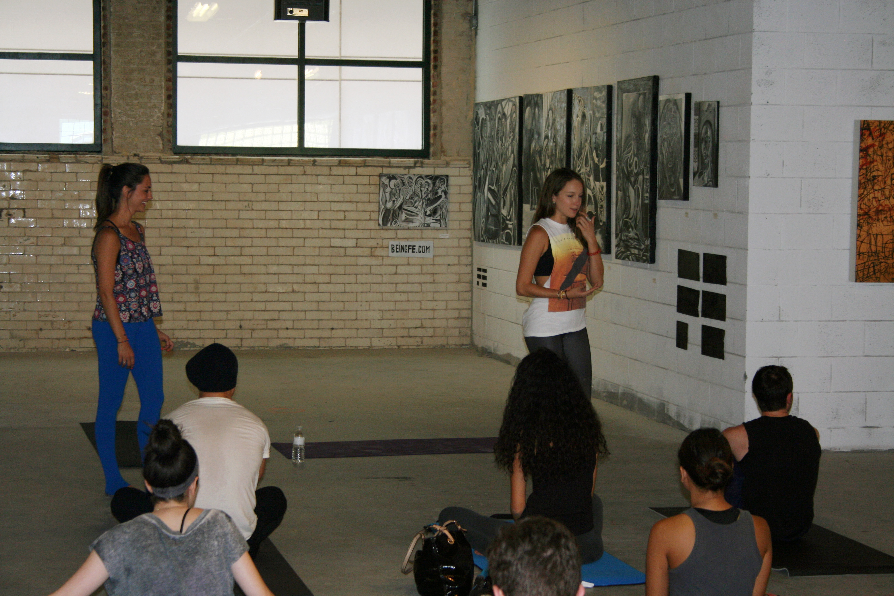 Ashley Braun (left) and Christy Skarulis (right) teach yoga at Bendy Brunch. (Photo: Mark Heckathorn/DC on Heels)