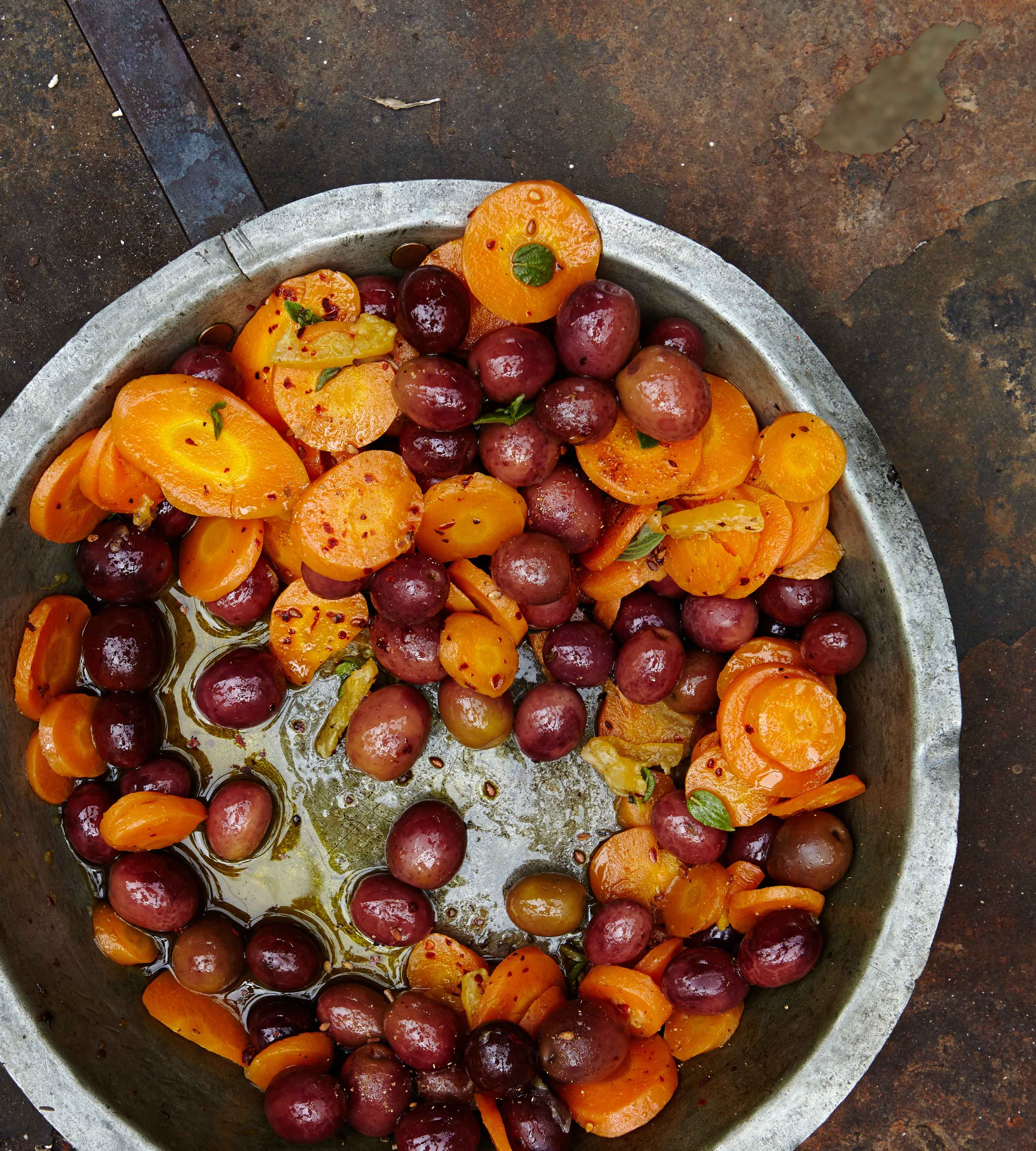 Sautéed Olives and Carrots with Preserved Lemon and Thyme (Photo: Penny De Los Santos)