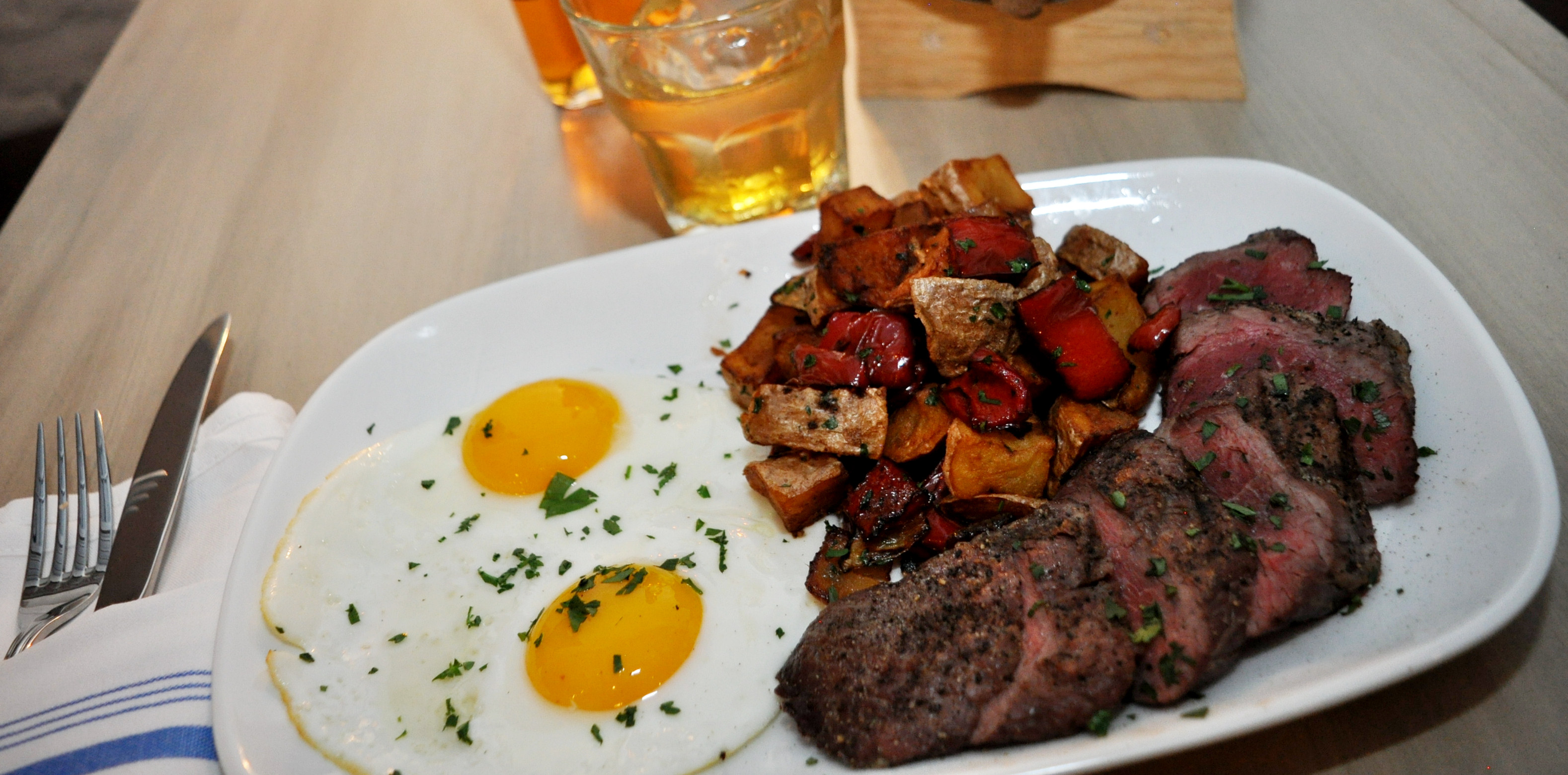 Steak and eggs with breakfast potatoes from Second State's Sunday brunch menu. (Photo: Second State)