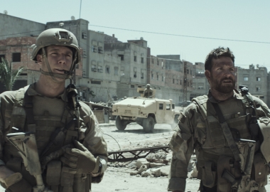 Jake McDorman as Biggles and Bradley Cooper as Chris Kyle (L to R) in 