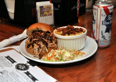 Kangaroo Boxing Club will deliver its pulled pork, bacon gorgonzola, brioche buns and sweet mild sauce for 10 in D.C. on Super Bowl Sunday. (Photo: Michael Key/Washington Blade)