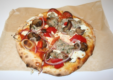 The Butcher personal pizza from Veloce with added mushrooms. (Photo: Mark Heckathorn/DC on Heels)