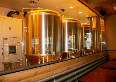 Wort is shipped in from a central brewing facility then finished in tanks at National Harbor. (Photo: Mark Heckathorn/DC on Heels)