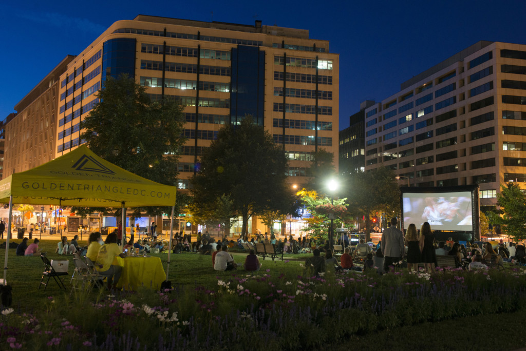 The Golden Cinema series brings a movie to Farragut Square each Friday evening through the end of July. (Photo: Golden Triangle BID)