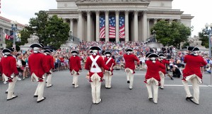 A fife and drum corps performs in front of the National Archives. (Photo: National Archives)