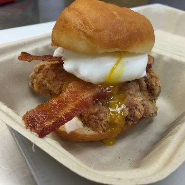 Astro Doughnuts & Fried Chicken unveils a new breakfast sandwich with poached egg, chicken and bacon on a savory doughnut last week. (Photo: Astro Doughnuts & Fried Chicken)