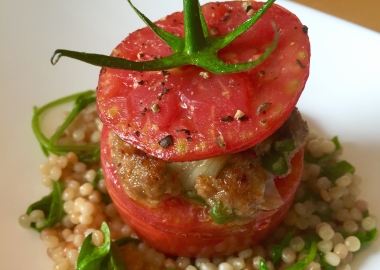 Stuffed tomatoes with pearl pasta are part of Central's special summer tomato week menu. (Photo: Central)