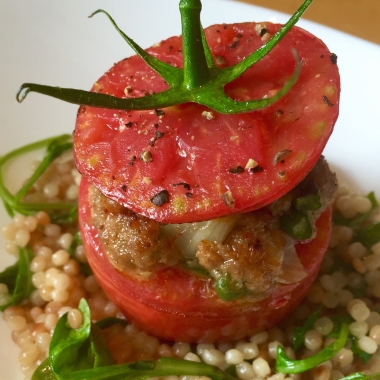 Stuffed tomatoes with pearl pasta are part of Central's special summer tomato week menu. (Photo: Central)