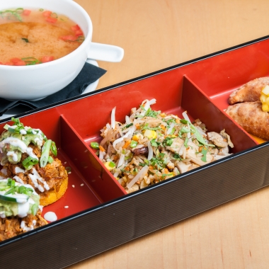 Buy four of Zengo's bento boxes this month and get the fifth free, including the dim sum bento box. (Photo: Zengo)