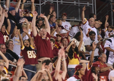 Washington Redskins fans have no dress code except for maybe fan gear. (Photo: Keith Allison/Flickr)