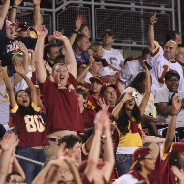 Washington Redskins fans have no dress code except for maybe fan gear. (Photo: Keith Allison/Flickr)
