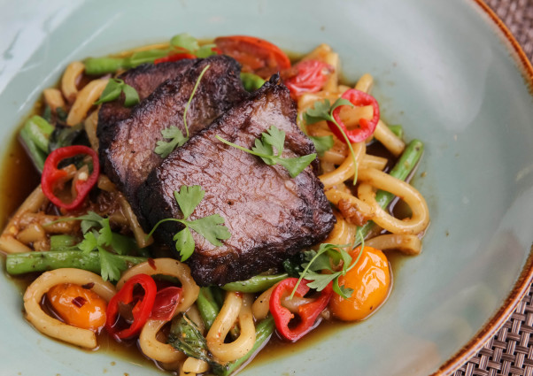 Zengo's Culinary Tour menu includes dishes from Hong Kong, Thailand and Tokyo including this short rib Udon noodle. (Photo: Zengo)