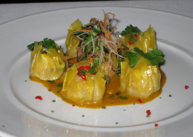 Dumpling Monday at The Source include all the dumplings including this traditional steamed shrimp and scallop siu mai with house-made XO paste on the menu for $5. (Photo: Mary Bloch)