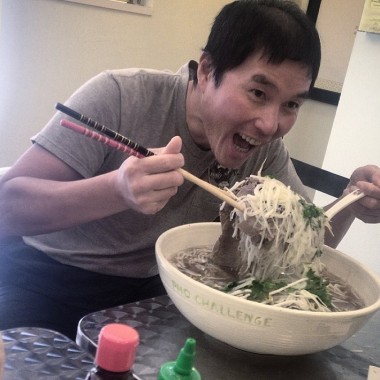 Wilson Hoo was the first person to conquer Sprig & Sprout's Pho Challenge. (Photo: Spring & Sprout/Facebook)