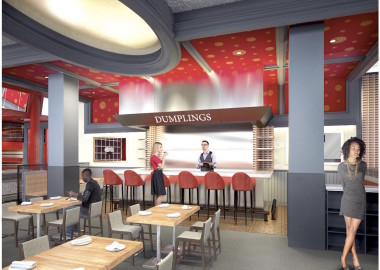 Bangkok Joe's is returing to its original Washington Harbour locating with its dumpling bar. (Rendering: Collective Architecture)