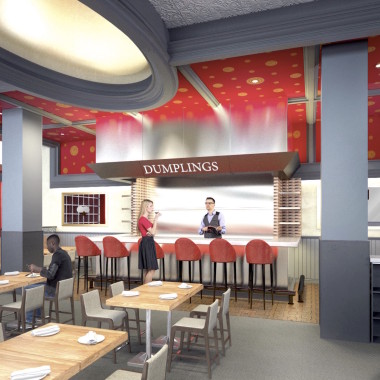 Bangkok Joe's is returing to its original Washington Harbour locating with its dumpling bar. (Rendering: Collective Architecture)