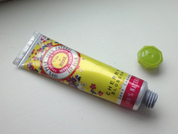 This cherry blossom lip balm has a cute red tint. (Photo: Fig & Rogue)