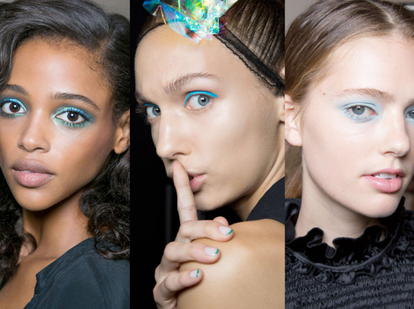 Blue was a popular color choice for makeup artists at fashion week.(Photo: Imaxtree)
