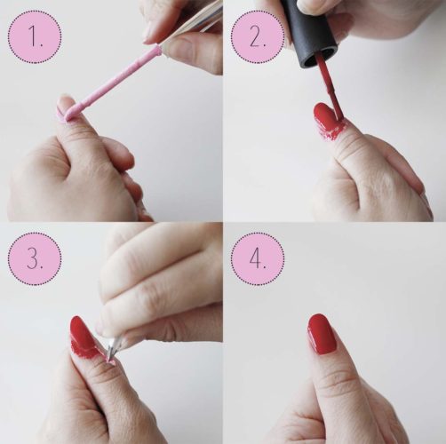 With your tweezers, you can start by pulling one end of the liquid tape, which has now dried. (Photo: mooldash.dk)
